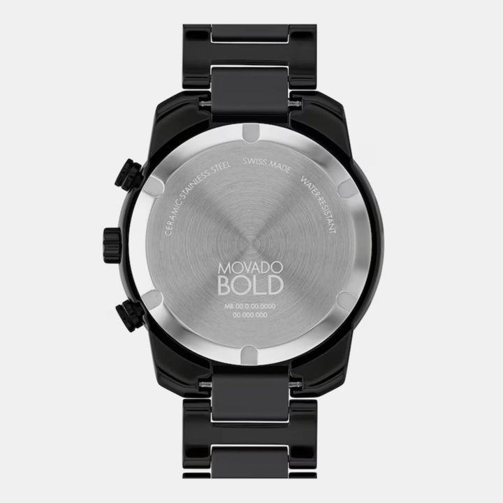Movado Bold Verso 3601103 Men’s Black Dial Black Ceramic Bracelet Quartz Chronograph Watch - 3601103