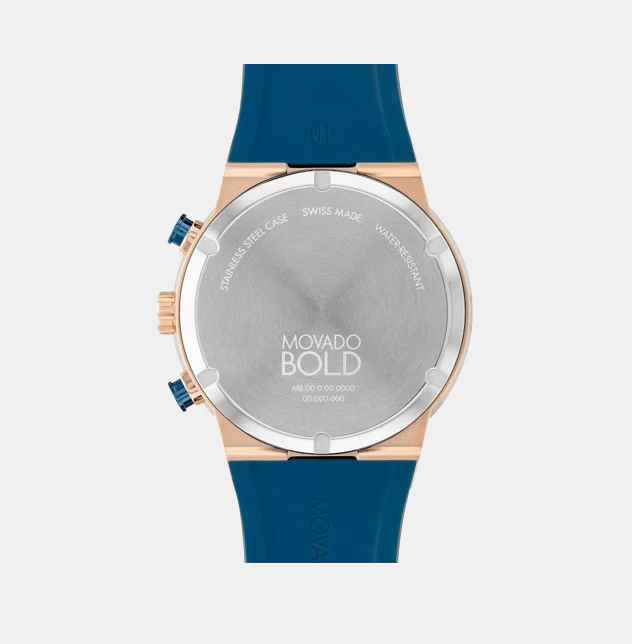 Movado Bold Fusion 3601139 Men’s Rose Gold Dial Black Silicone Strap Quartz Chronograph Watch - 3601139