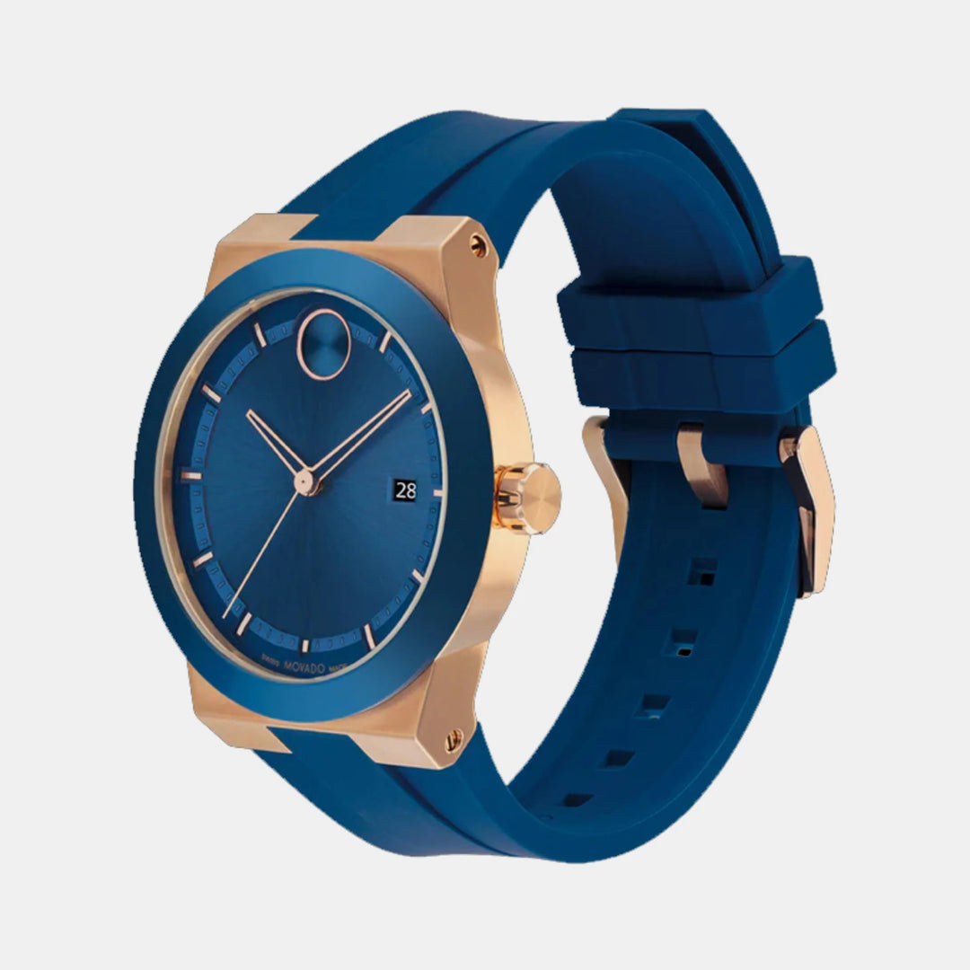 Movado Bold Fusion 3601140 Men’s Blue Dial Navy Silicone Strap Quartz Watch - 3601140