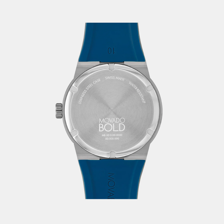 Movado Bold Thin 3601192 Men’s Blue Dial Blue Silicone Strap Quartz Watch - 3601192