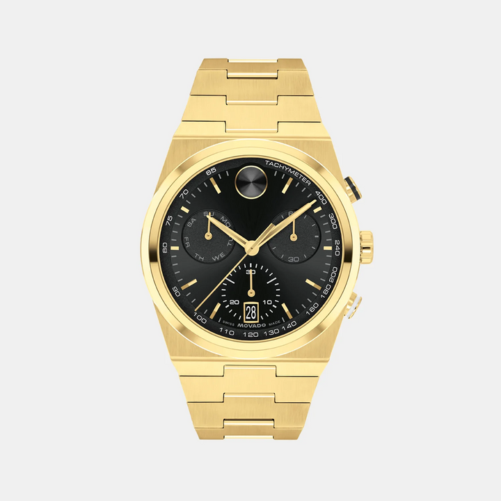Movado Bold Quest 3601198 Men’s Black Dial Stainless Steel Bracelet Quartz Chronograph Watch - 3601198