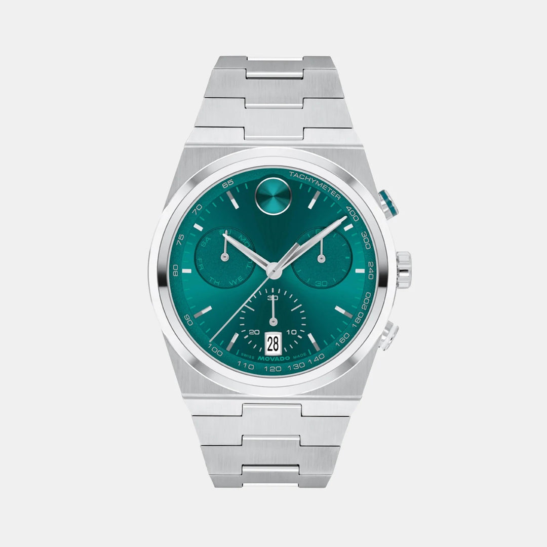 Movado Bold Quest 3601200 Men’s Green Dial Stainless Steel Bracelet Quartz Chronograph Watch - 3601200