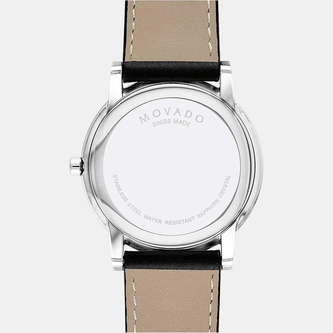 Movado Museum 607269 Classic Men 40mm Black Dial Black Calfskin Leather Strap Swiss Quartz Watch