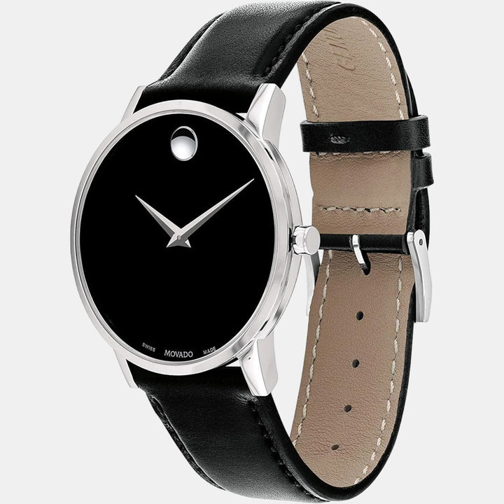 Movado Museum 607269 Classic Men 40mm Black Dial Black Calfskin Leather Strap Swiss Quartz Watch