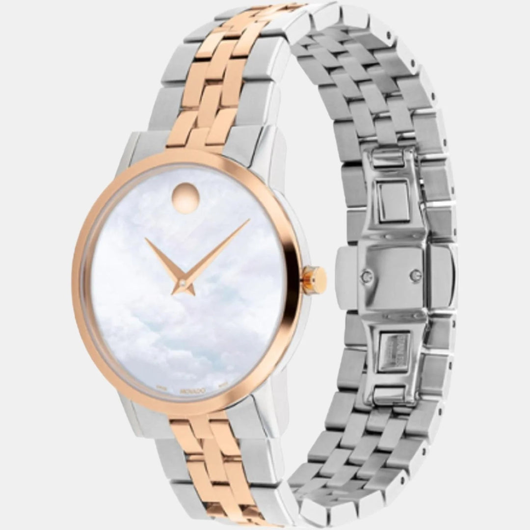 Movado Museum 607629 Classic Women 32 mm White Mother of Pearl Dial Two Tone Stainless Steel Bracelet Swiss Quartz Watch