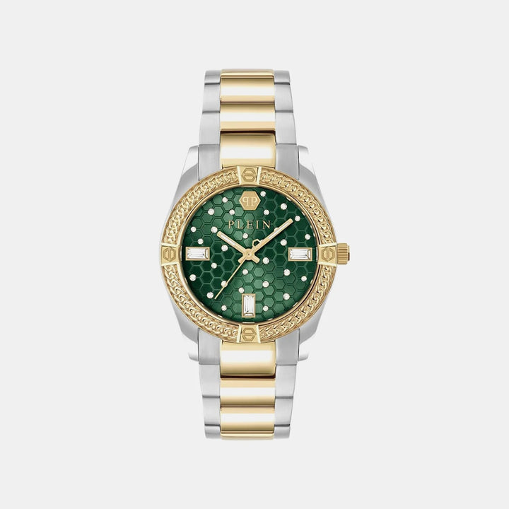 Philipp Plein Plein Icon Chain Women 36mm Quartz Green Dial Two-Tone Stainless Steel Watch PW1FA0325