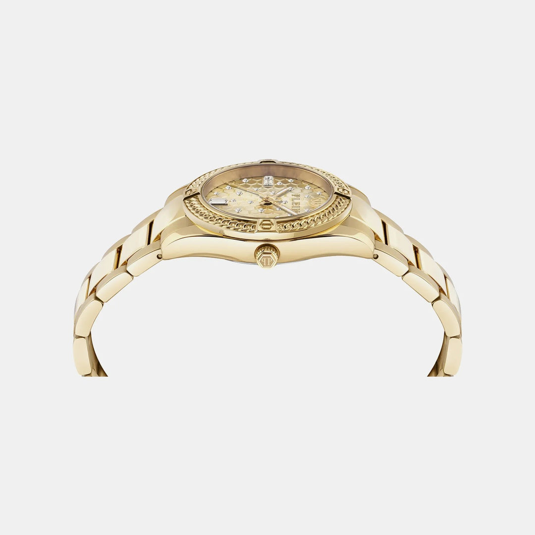 Philipp Plein Plein Icon Chain Women 36mm Quartz Champagne Dial Yellow Gold Stainless Steel Watch PW1FA0425