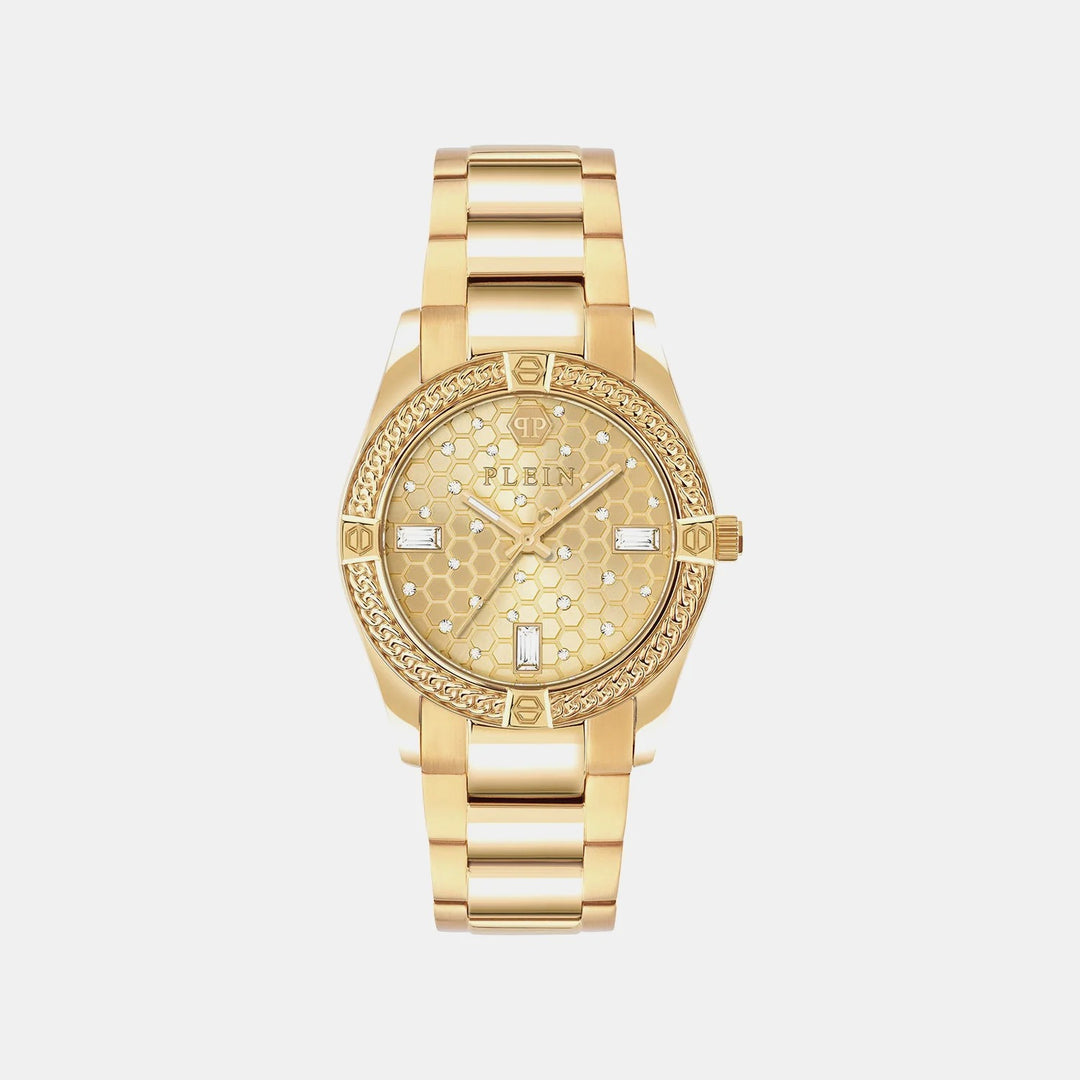 Philipp Plein Plein Icon Chain Women 36mm Quartz Champagne Dial Yellow Gold Stainless Steel Watch PW1FA0425