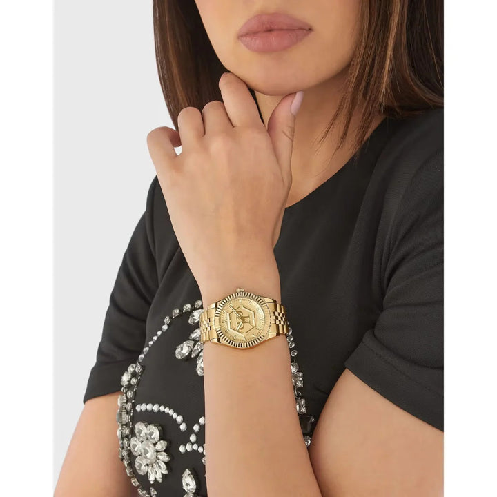 Philipp Plein Street Couture Women 38mm Quartz Gold Dial Gold Stainless Steel Watch PW2BA0523