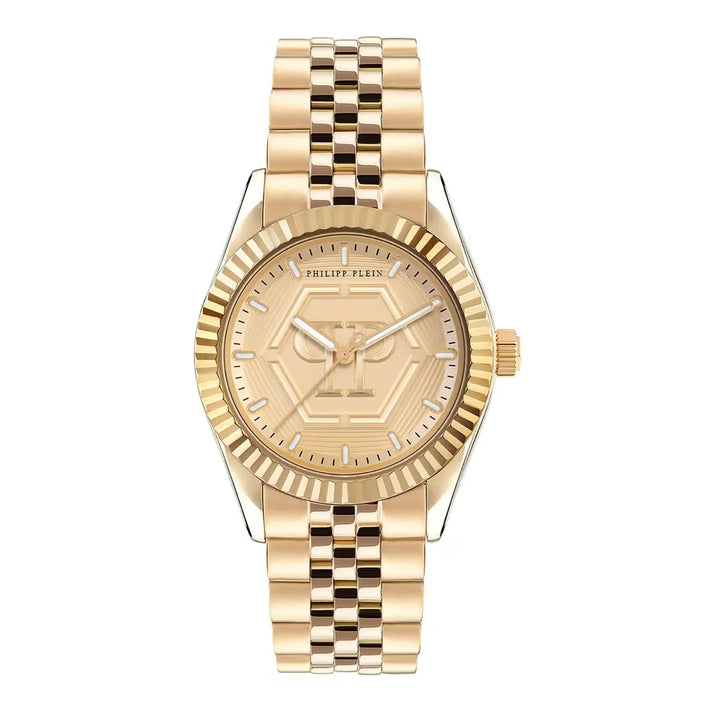 Philipp Plein Street Couture Women 38mm Quartz Gold Dial Gold Stainless Steel Watch PW2BA0523