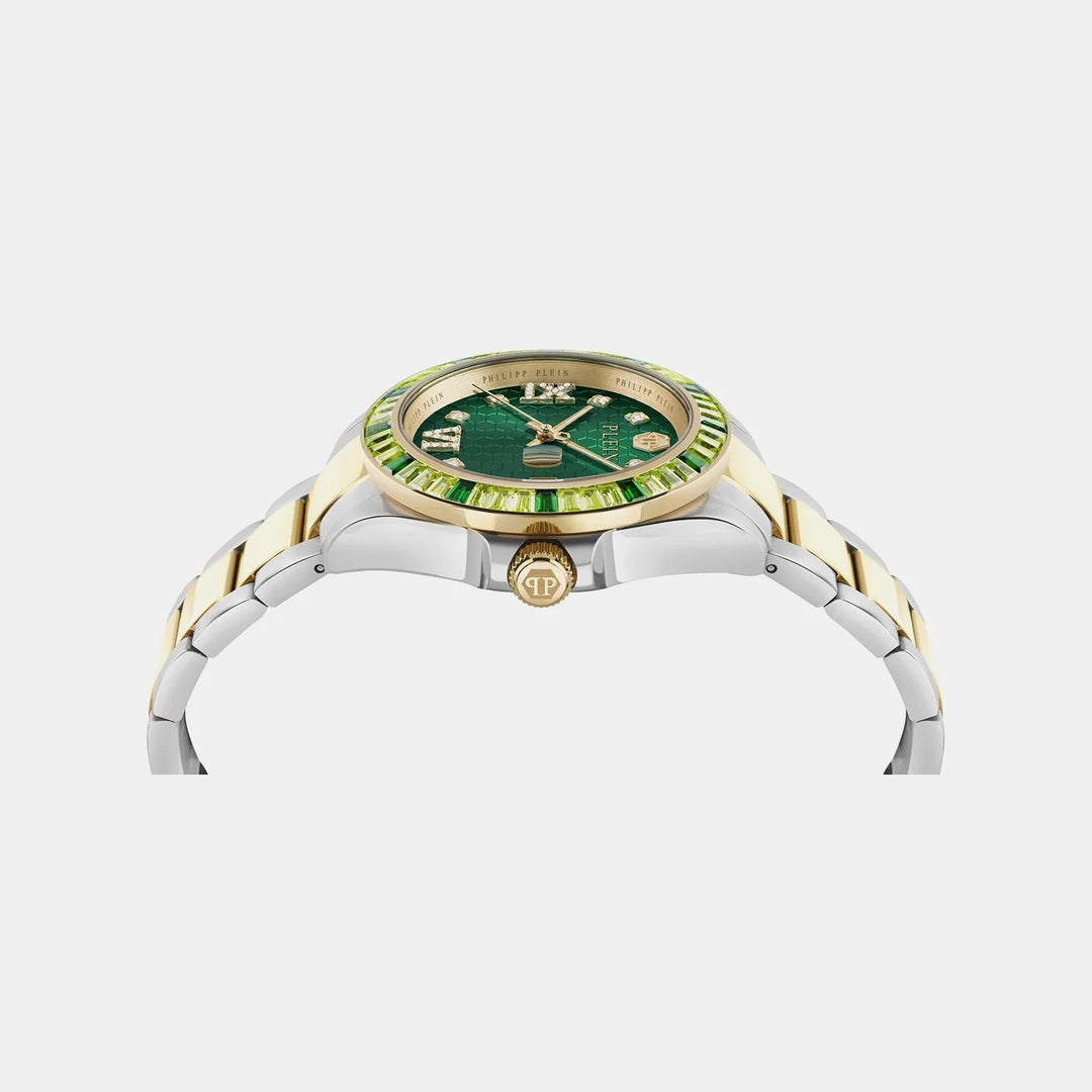 Philipp Plein Lady Empire Women 39mm Quartz Green Dial Dual Tone Stainless Steel Watch PW2FA0225