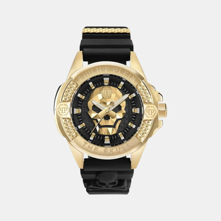 Philipp Plein The Skeleton Men 44mm Automatic Black Dial Black Silicone Strap Watch PWBAA0221