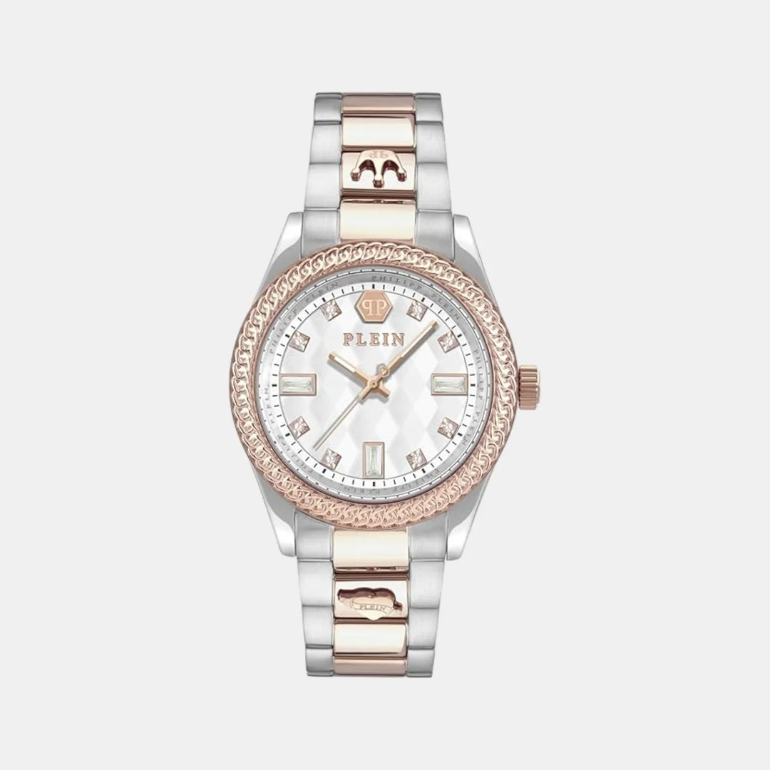Philipp Plein Queen Women 44mm Automatic White Silver Dial Two-Tone Stainless Steel Watch PWCDA0724