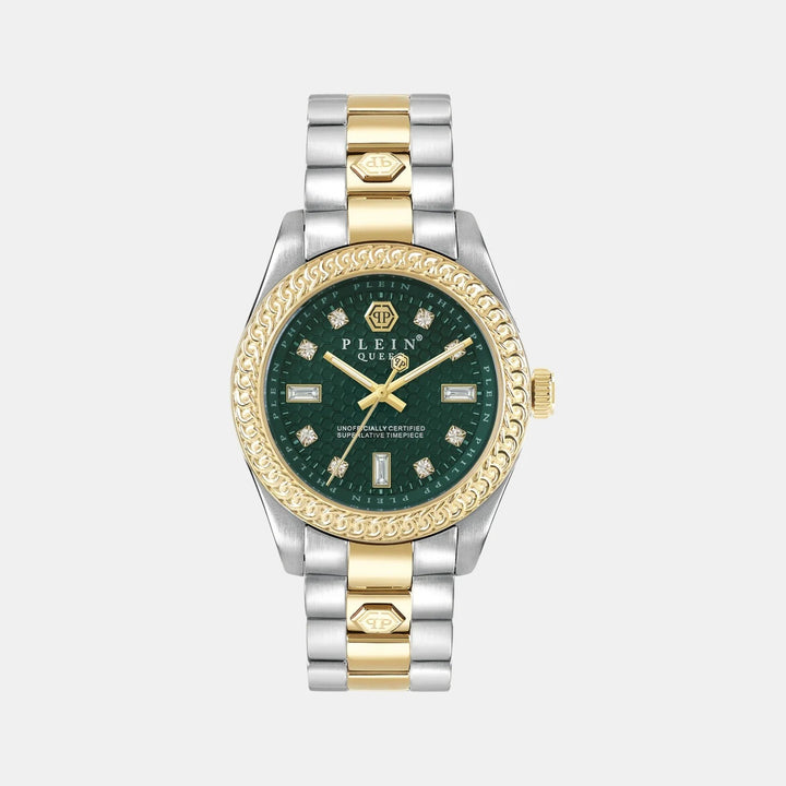 Philipp Plein Queen Women 36mm Quartz Green Dial Two-Tone Stainless Steel Watch PWDAA0421