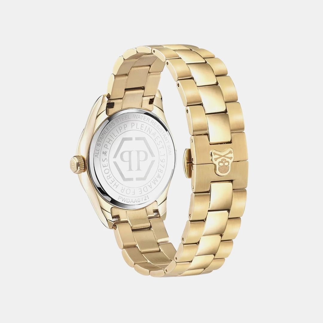 Philipp Plein Queen Women 36mm Quartz Gold Dial Stainless Steel Bracelet Watch PWDAA0721