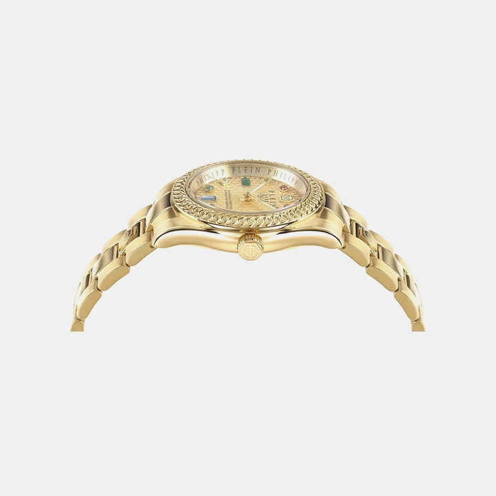Philipp Plein Queen Women 36mm Quartz Gold Dial Stainless Steel Bracelet Watch PWDAA0721