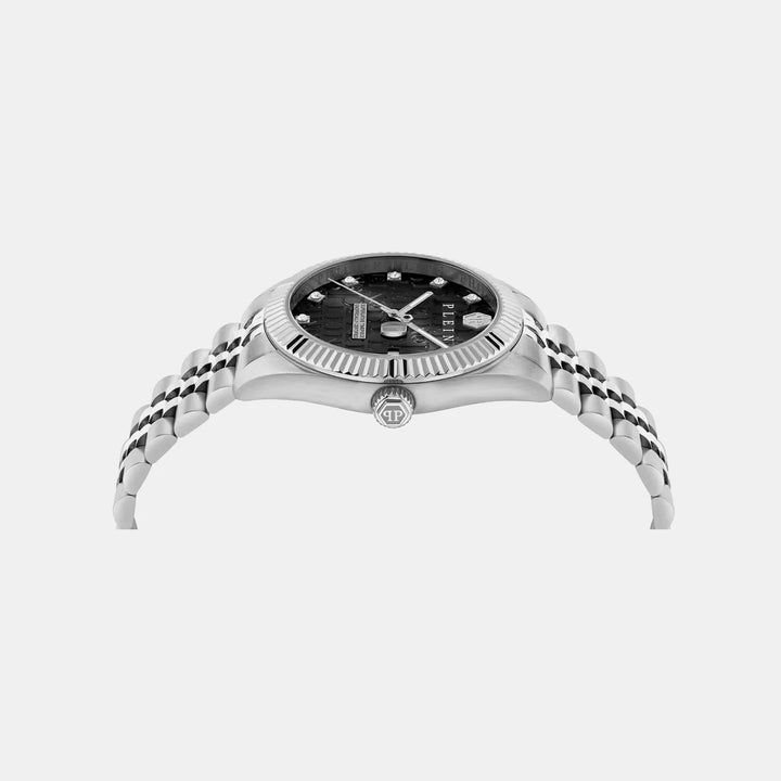 Philipp Plein MFA-NEW SUPERLATIVE Men 40mm Quartz Black Dial Silver Stainless Steel Bracelet Watch PWMFA0125