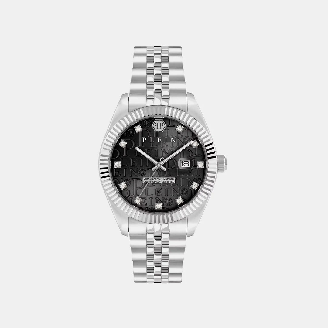 Philipp Plein MFA-NEW SUPERLATIVE Men 40mm Quartz Black Dial Silver Stainless Steel Bracelet Watch PWMFA0125