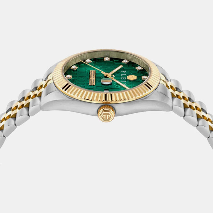 Philipp Plein MFA-NEW SUPERLATIVE Men 40mm Quartz Green Dial Two-Tone Stainless Steel Bracelet Watch PWMFA0325