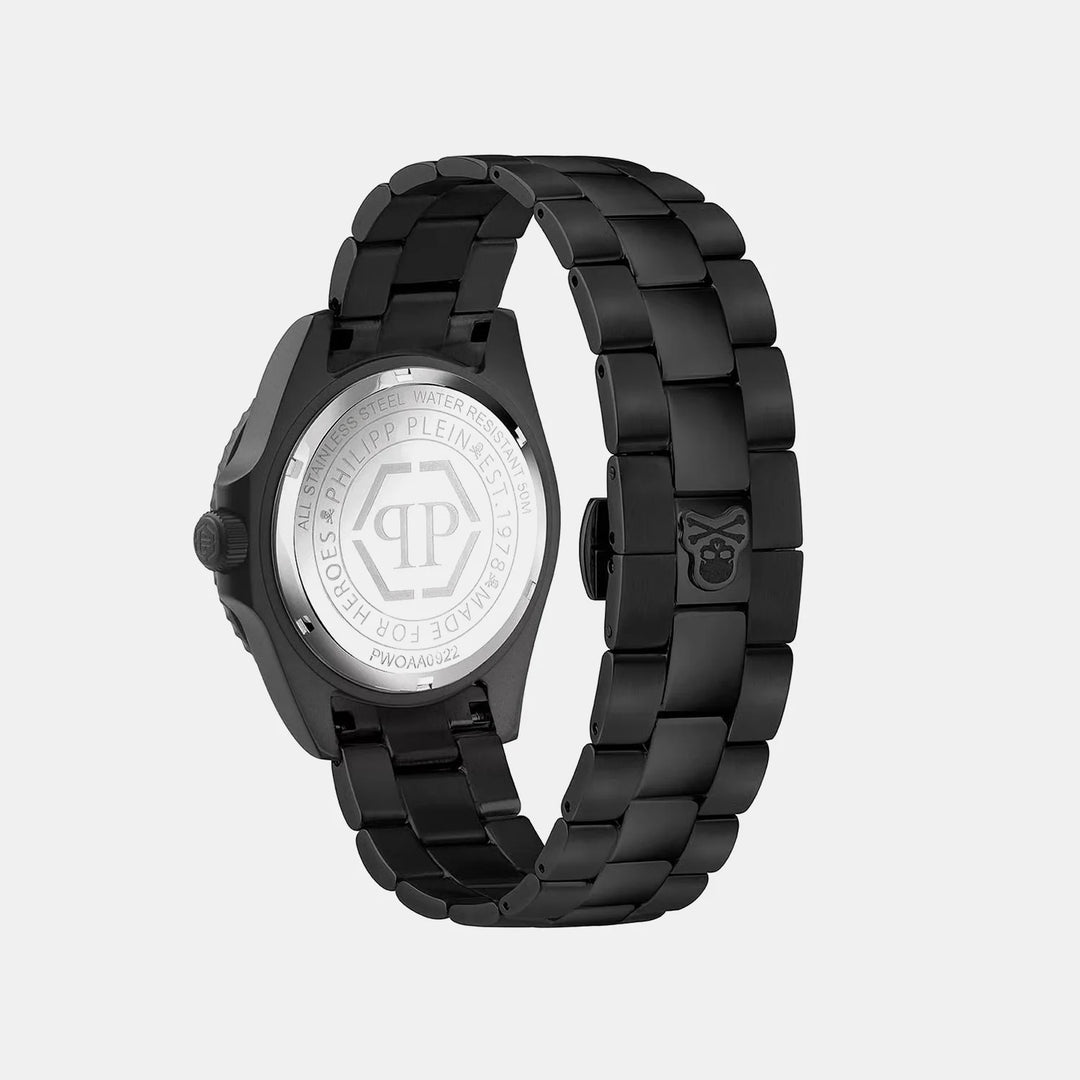 Philipp Plein The Skull Diver Men 44mm Quartz Black Dial Black Stainless Steel Bracelet Watch PWOAA0922