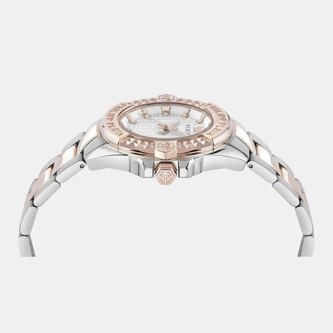 Philipp Plein Plein Majesty Women 38mm Quartz White Dial Silver Stainless Steel Bracelet Watch PWOFA0525