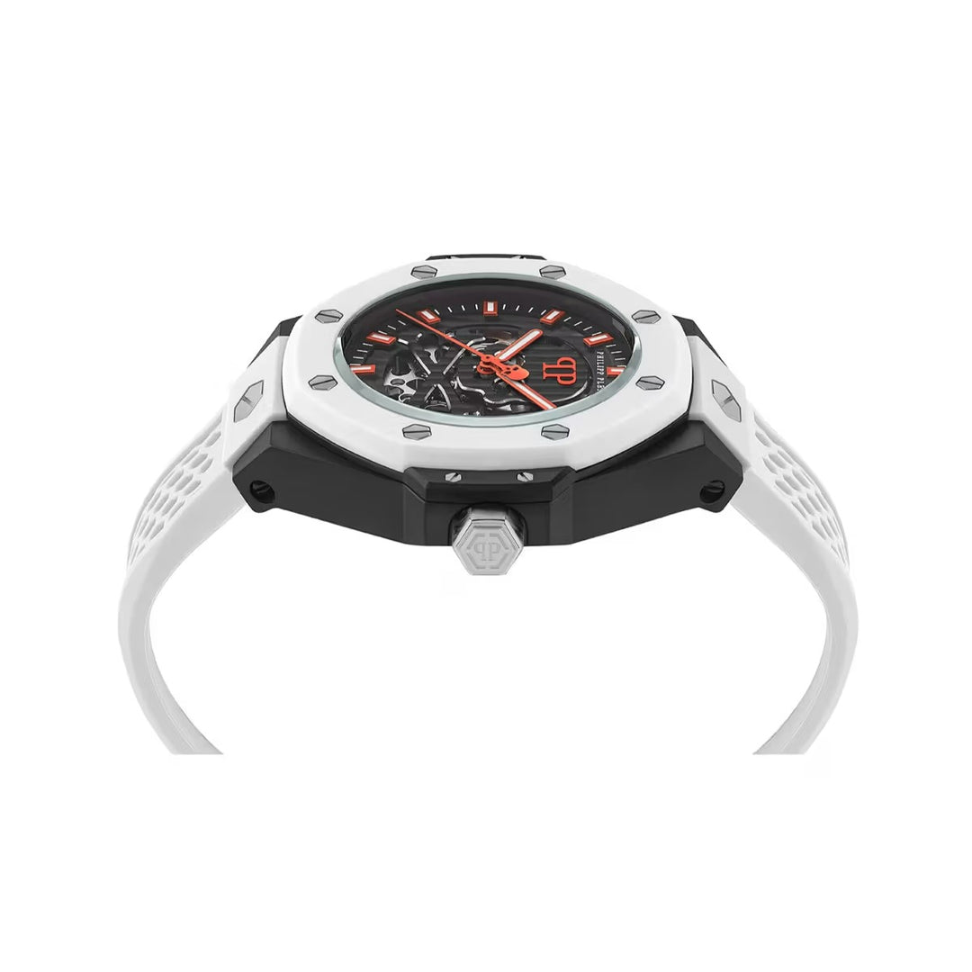 Philipp Plein Plein Skeleton Royal Men 44.5mm Automatic Black Dial Black Rubber Strap Watch PWPFA0724