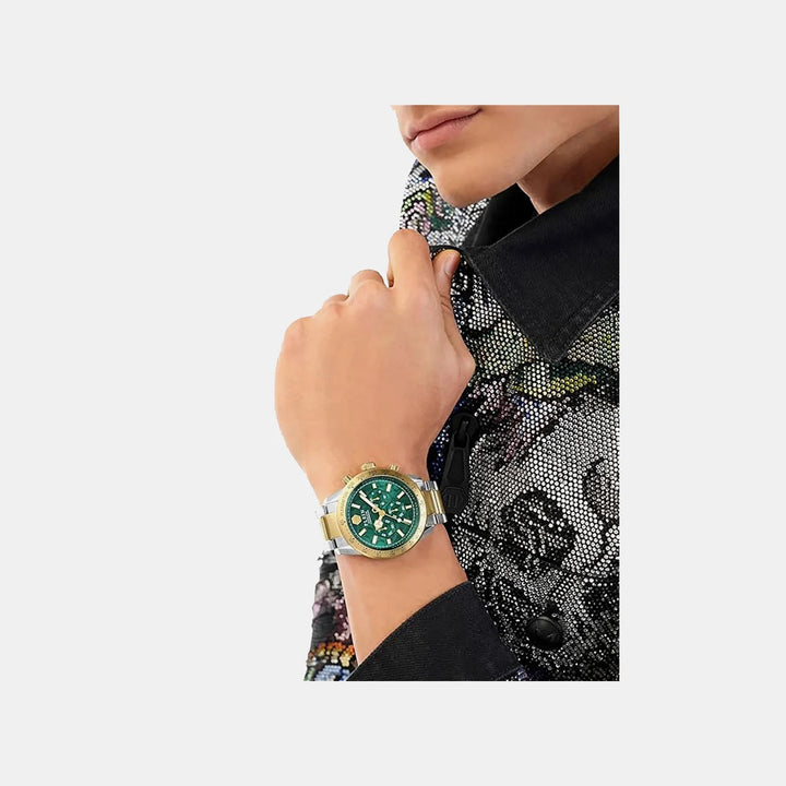 Philipp Plein Pya-Pleinmeter Men 44mm Quartz Chronograph Green Dial Multicolour Stainless Steel Bracelet Watch PWPYA0524