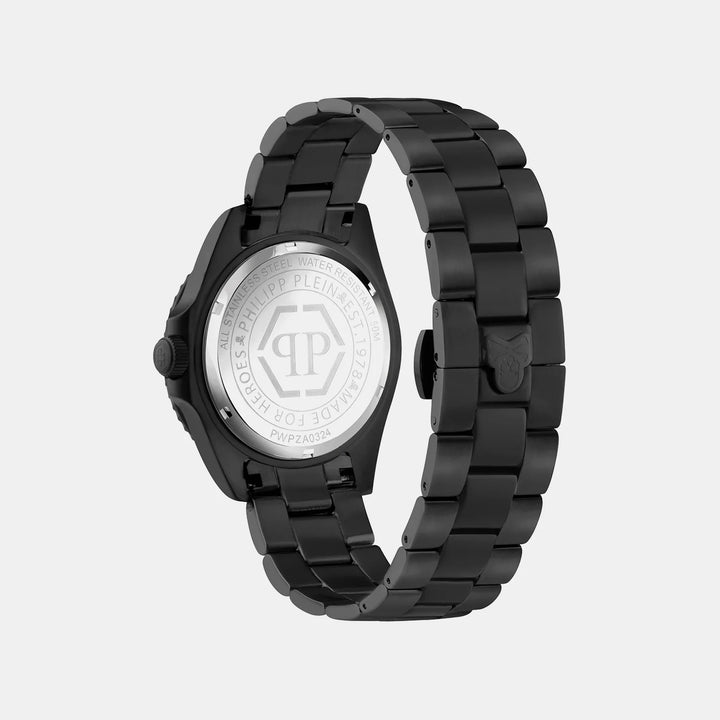 Philipp Plein GMT-I Challenger Baguettes Men 44mm Quartz GMT Black Dial Black Stainless Steel Strap Watch PWPZA0324