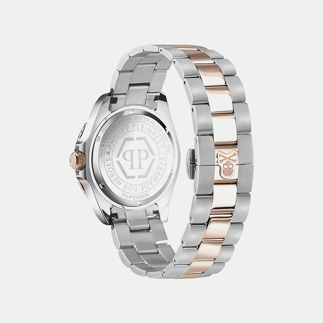 Philipp Plein GMT-I Challenger Baguettes Men 44mm Quartz GMT Black Dial Silver Stainless Steel Strap Watch PWPZA0424