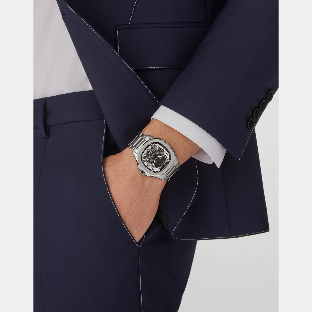 Philipp Plein High-Iconic Men 42mm Automatic Silver Dial Silver Stainless Steel Strap Watch PWRAA0223