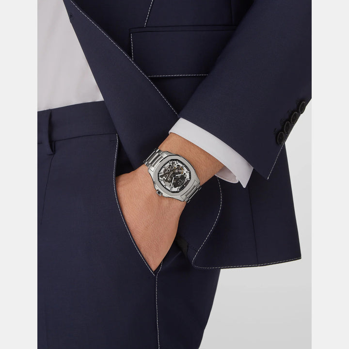 Philipp Plein High-Iconic Men 42mm Automatic Silver Dial Silver Stainless Steel Strap Watch PWRAA0223