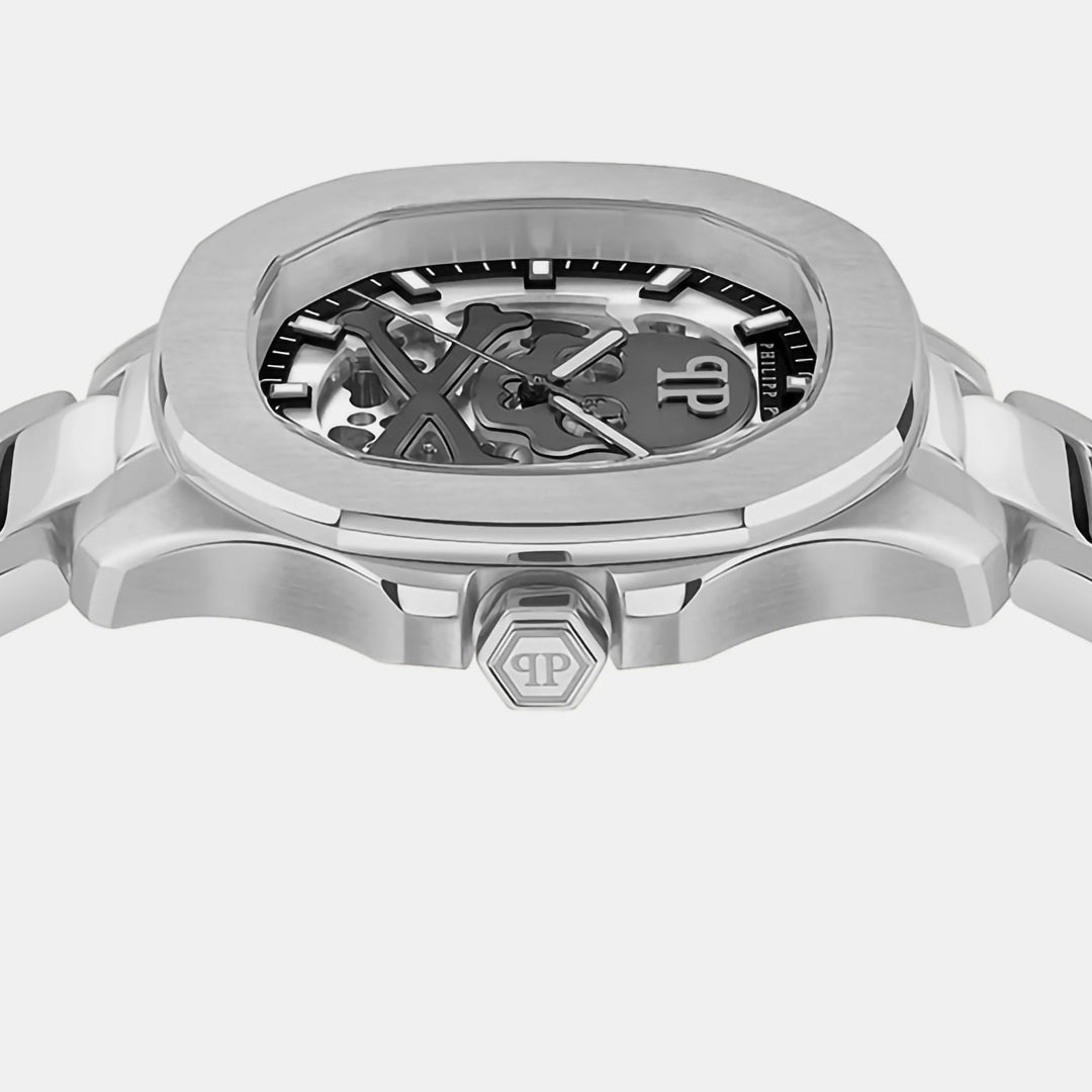 Philipp Plein High-Iconic Men 42mm Automatic Silver Dial Silver Stainless Steel Strap Watch PWRAA0223