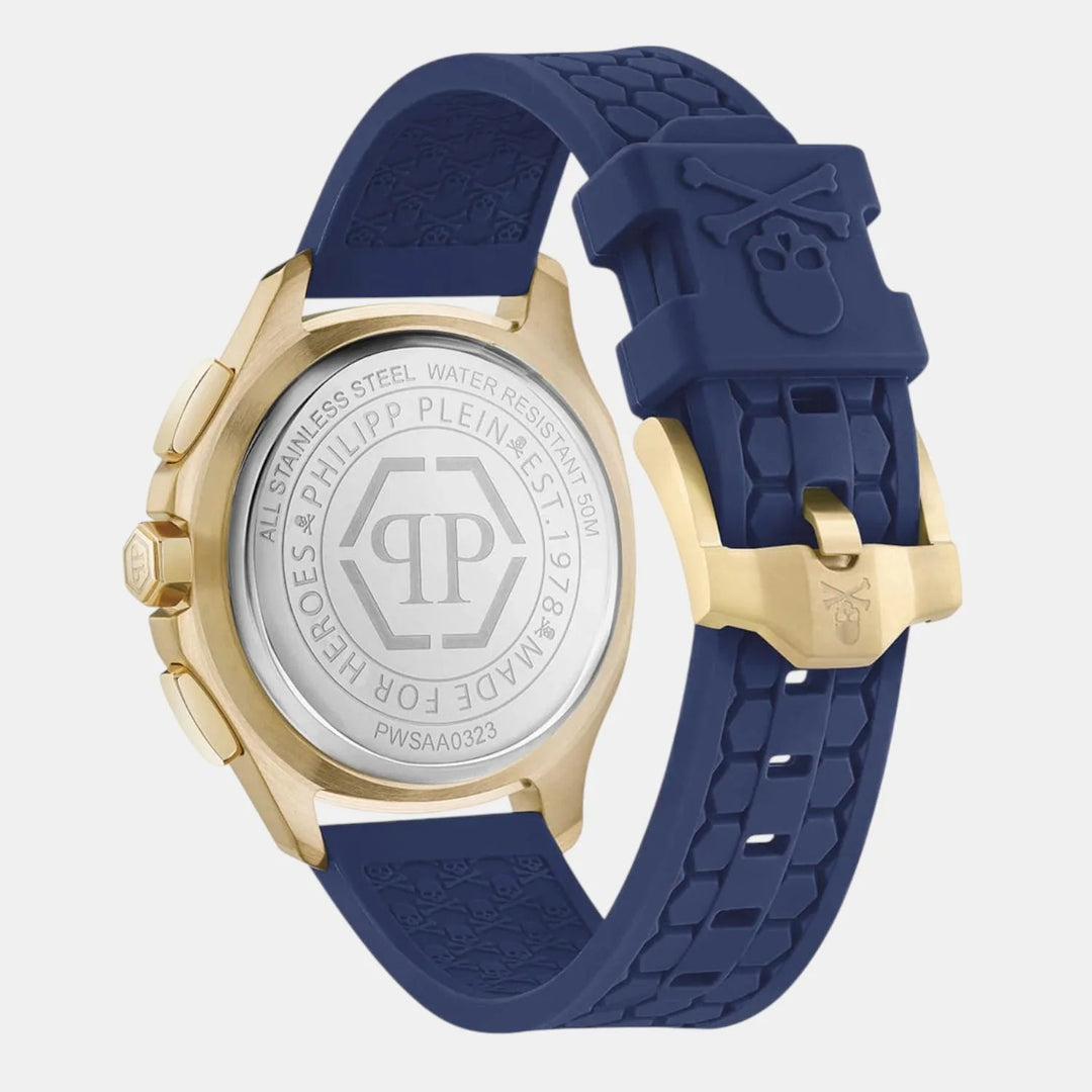 Philipp Plein Newness Men 44mm Quartz Blue Dial Blue Silicone Strap Chronograph Watch PWSAA0323