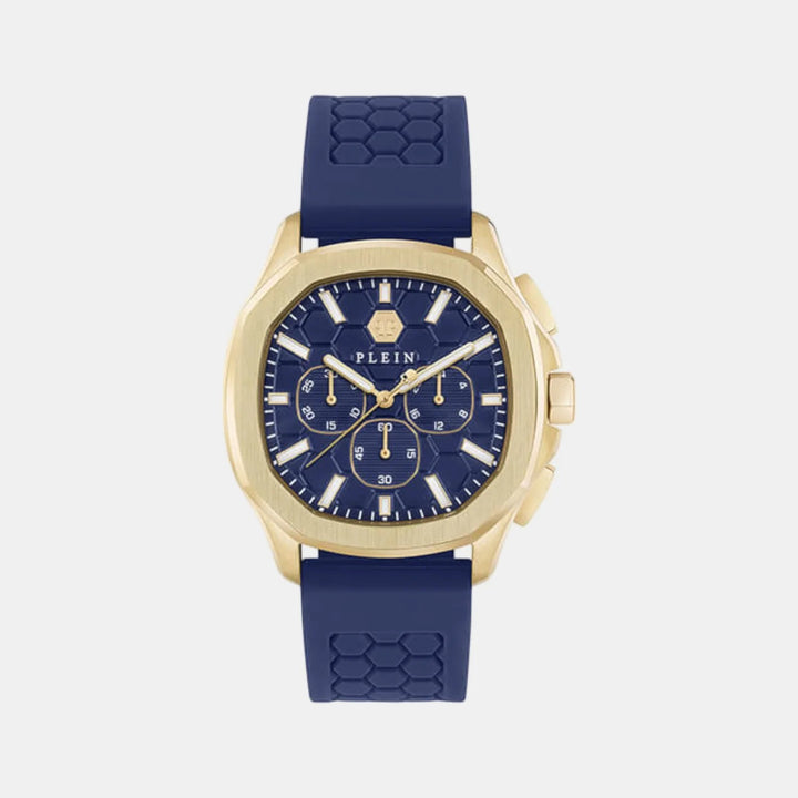 Philipp Plein Newness Men 44mm Quartz Blue Dial Blue Silicone Strap Chronograph Watch PWSAA0323