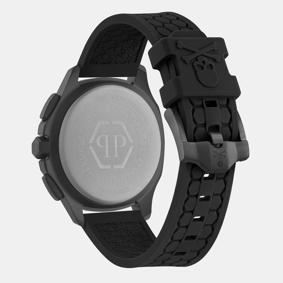 Philipp Plein High-Iconic Men 44mm Quartz Black Dial Black Stainless Steel Strap Chronograph Watch PWSAA0823