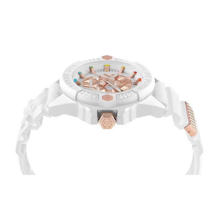 Philipp Plein The $Kull Men 44mm Quartz White Dial White Silicone Strap Watch PWUBA0123