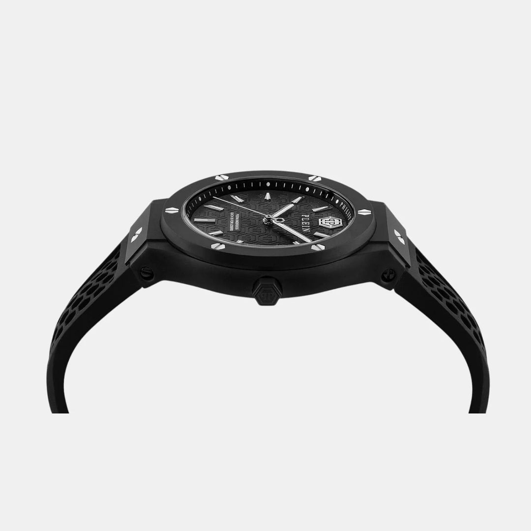 Philipp Plein Plein Underdog Men 44mm Quartz Black Dial Black Silicone Strap Watch PWUFA0325