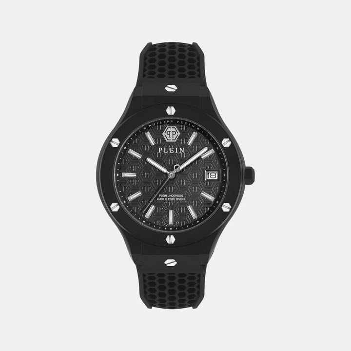 Philipp Plein Plein Underdog Men 44mm Quartz Black Dial Black Silicone Strap Watch PWUFA0325