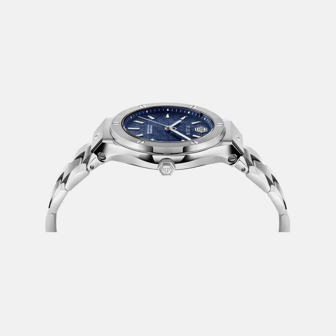 Philipp Plein Plein Underdog Men 44mm Quartz Blue Dial Silver Stainless Steel Strap Watch PWUFA0425
