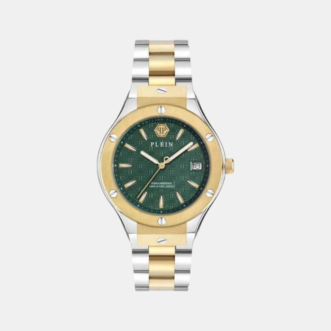Philipp Plein Plein Underdog Men 44mm Quartz Green Dial Two-Tone Stainless Steel Strap Watch PWUFA0525