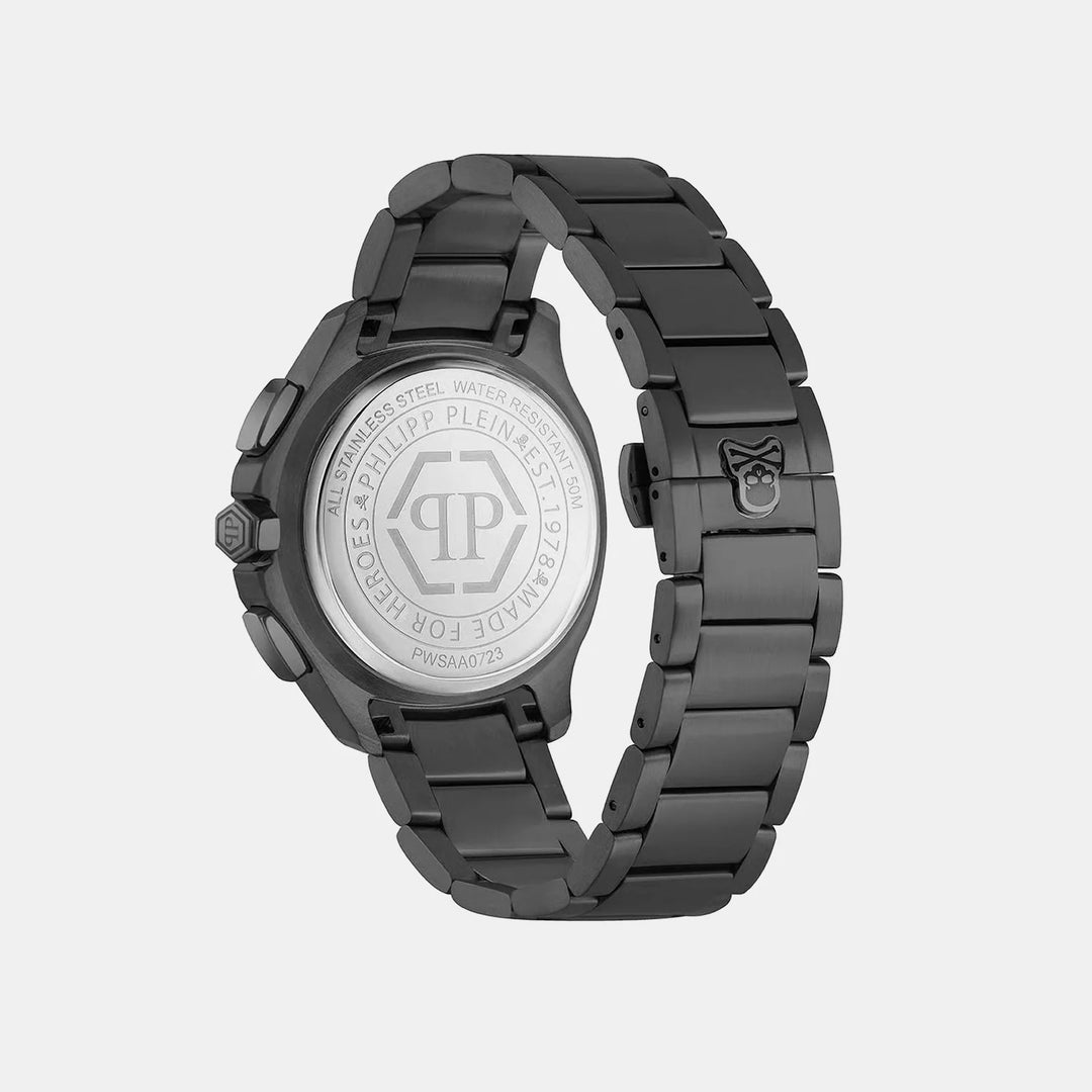 Philipp Plein Date Superlative Women 44mm Quartz Pavé Swarovski Dial Silver Stainless Steel Strap Watch PWYAA0723