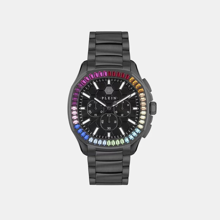 Philipp Plein Date Superlative Women 44mm Quartz Pavé Swarovski Dial Silver Stainless Steel Strap Watch PWYAA0723