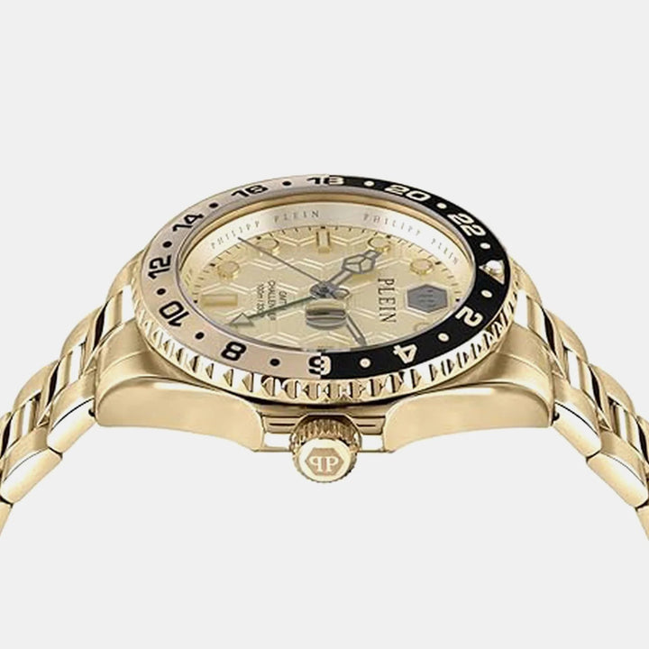 Philipp Plein GMT-I Challenger Men 44mm Quartz Gold Dial Gold Metal Strap Watch PWYBA0423