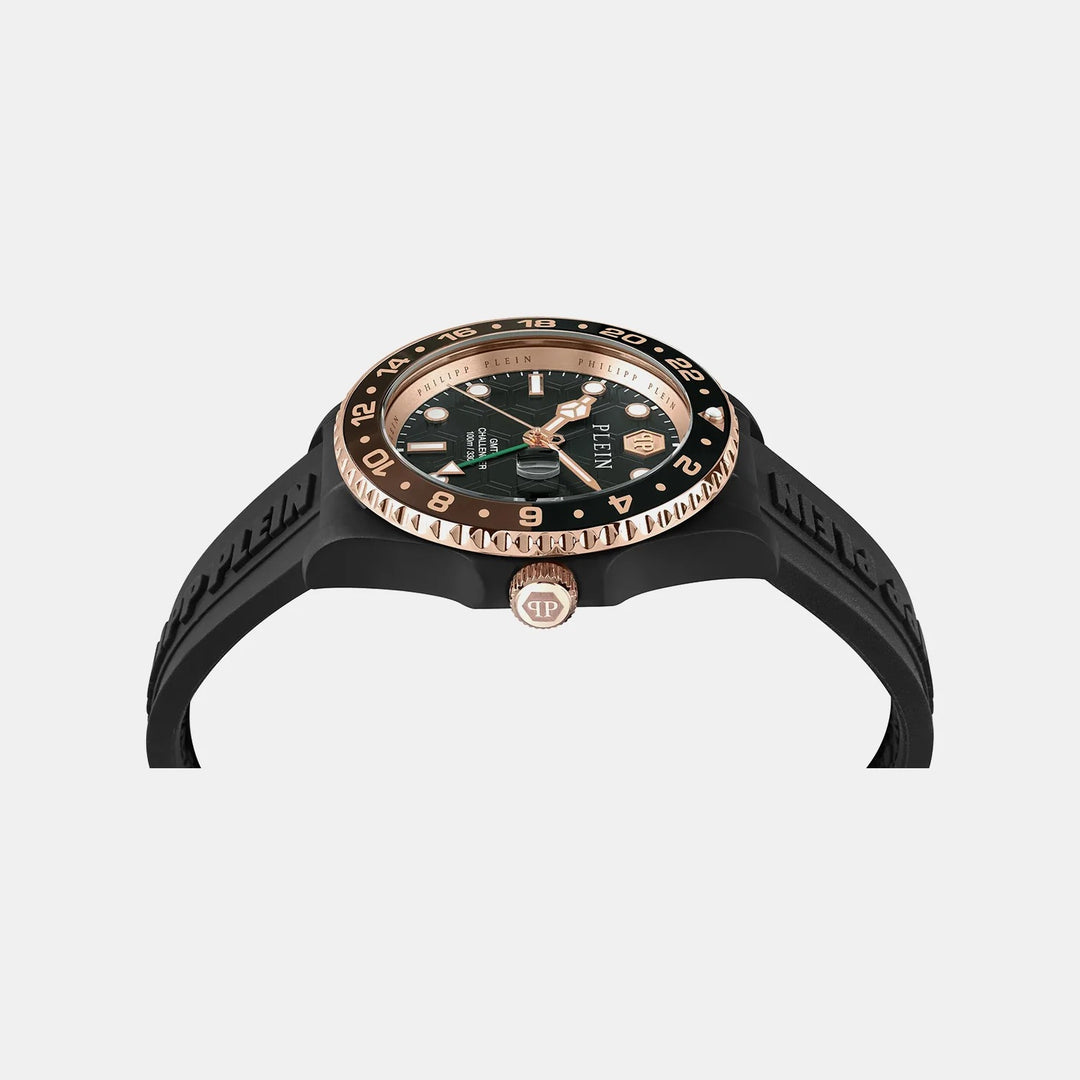 Philipp Plein Hyper Sport Men 44mm Quartz Black Dial Black Silicone Strap Watch PWYBA0823