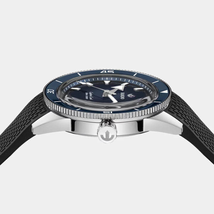 Rado Captain Cook 39mm Black Blue Gradient Dial Black Rubber Strap Women&