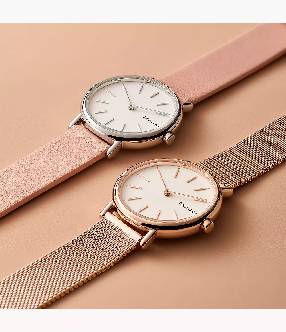 Skagen SKW2694 Signatur Lille Slim Rose Gold-Tone Steel Mesh Women&