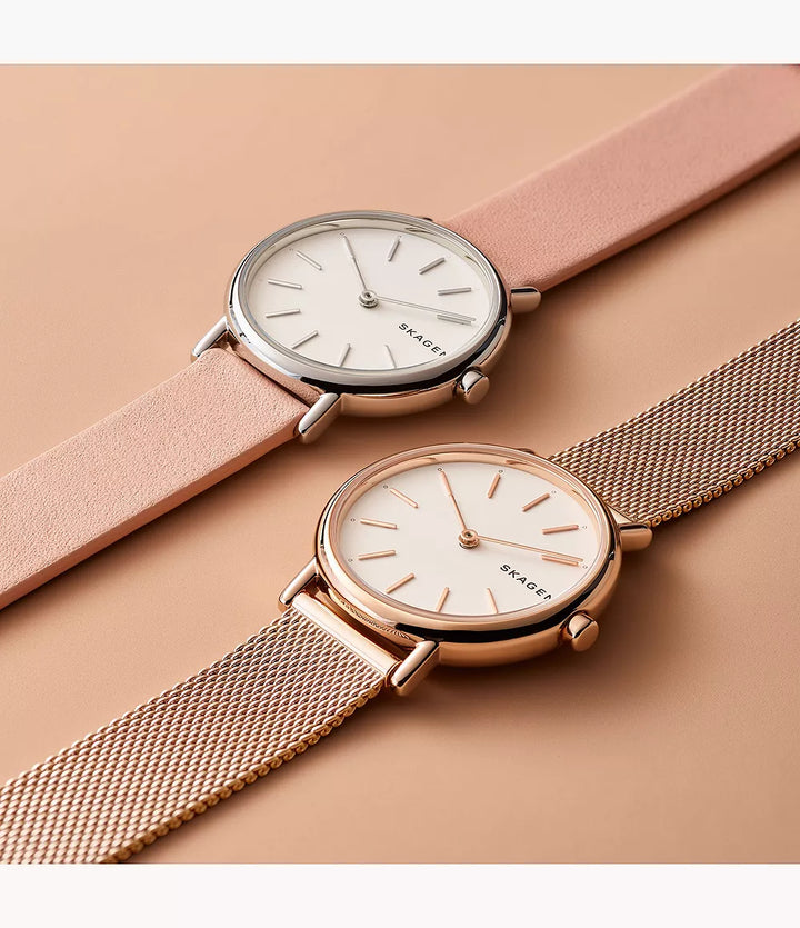 Skagen SKW2694 Signatur Lille Slim Rose Gold-Tone Steel Mesh Women&