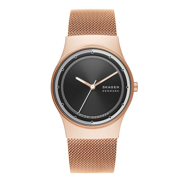 Skagen Grenen SKW3023 Solar-Powered Rose Gold Stainless Steel Mesh Watch Women&
