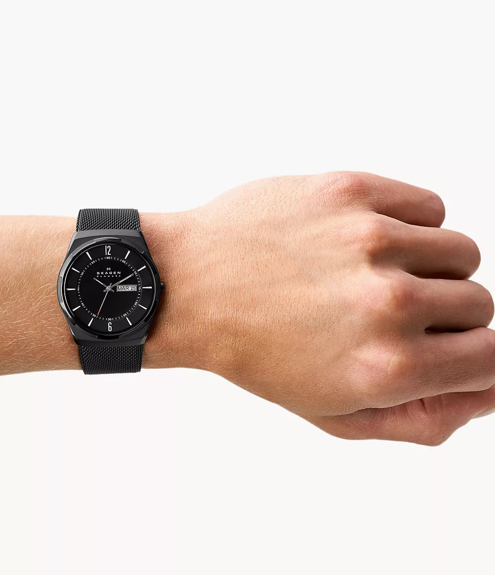 Skagen Melbye SKW6006 Titanium and Midnight Steel Mesh Day-Date Men&