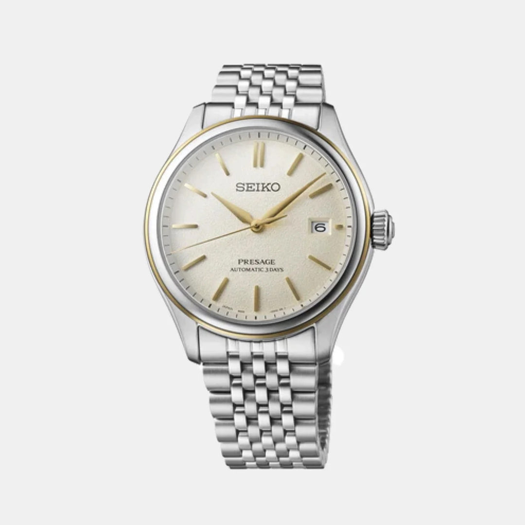 SEIKO PRESAGE CLASSIC SERIES DELICATE CREAM SILK AUTOMATIC WATCH – 40.2MM CHAMPAGNE DIAL STEEL BRACELET